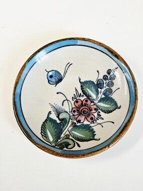 3/$55✨️Vintage Tonalá Ceramic Trinket Bowl Floral Motif | Late Century